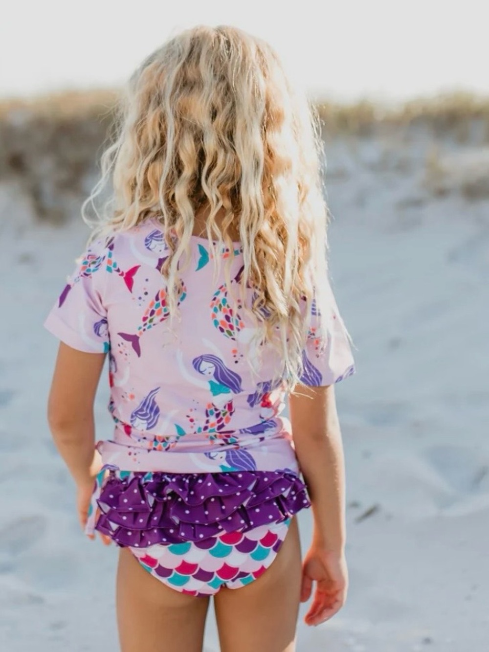 Oopsie Daisy Kids' Sophie Purple Mermaid Print Rashguard Swim Set